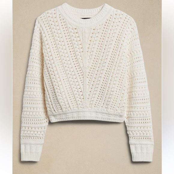 BANANA REPUBLIC LEXIA CROPPED COTTON SWEATER XL - Picture 2 of 9